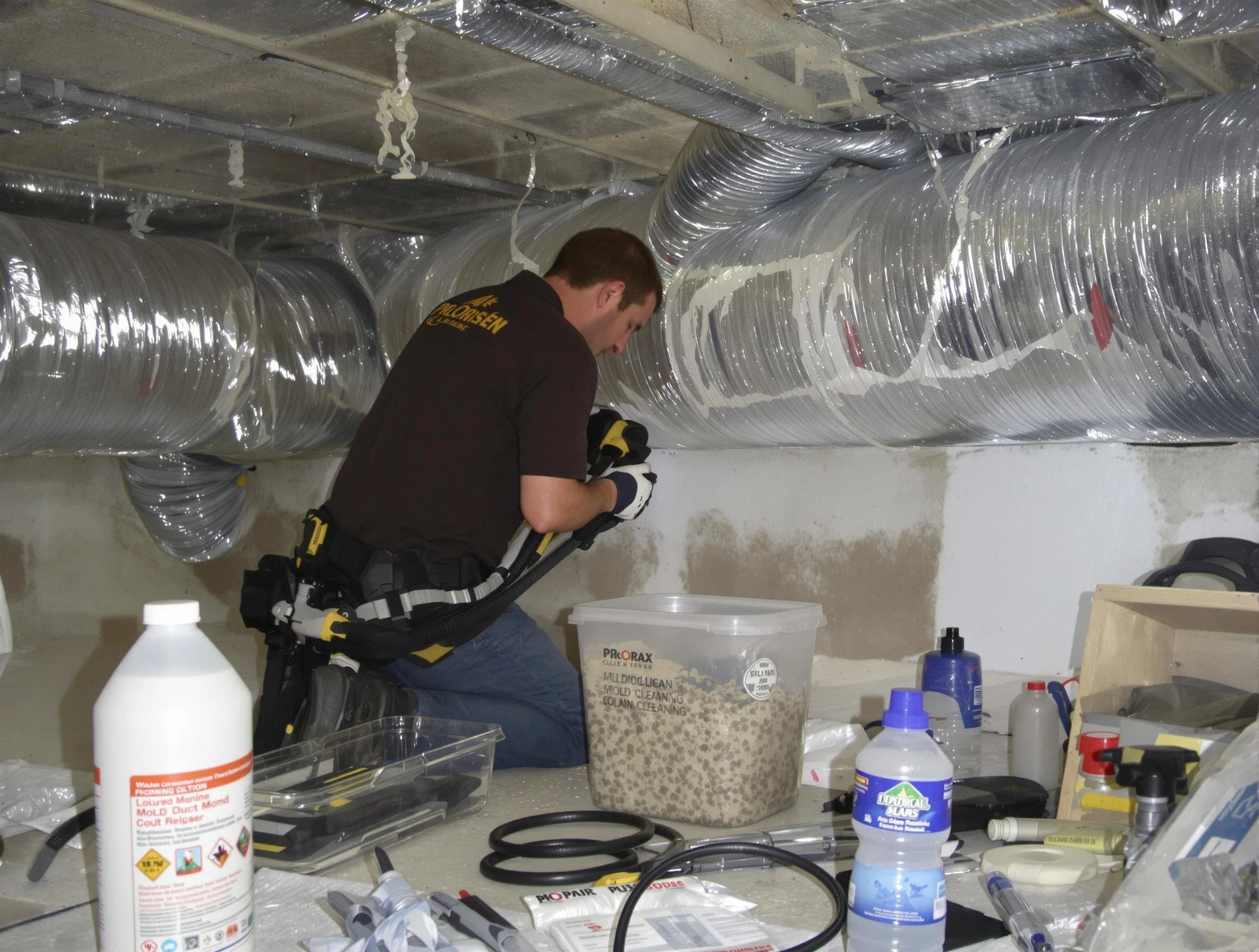 Montrose Air Duct Cleaning specialist performing professional mold removal from air ducts in Montrose