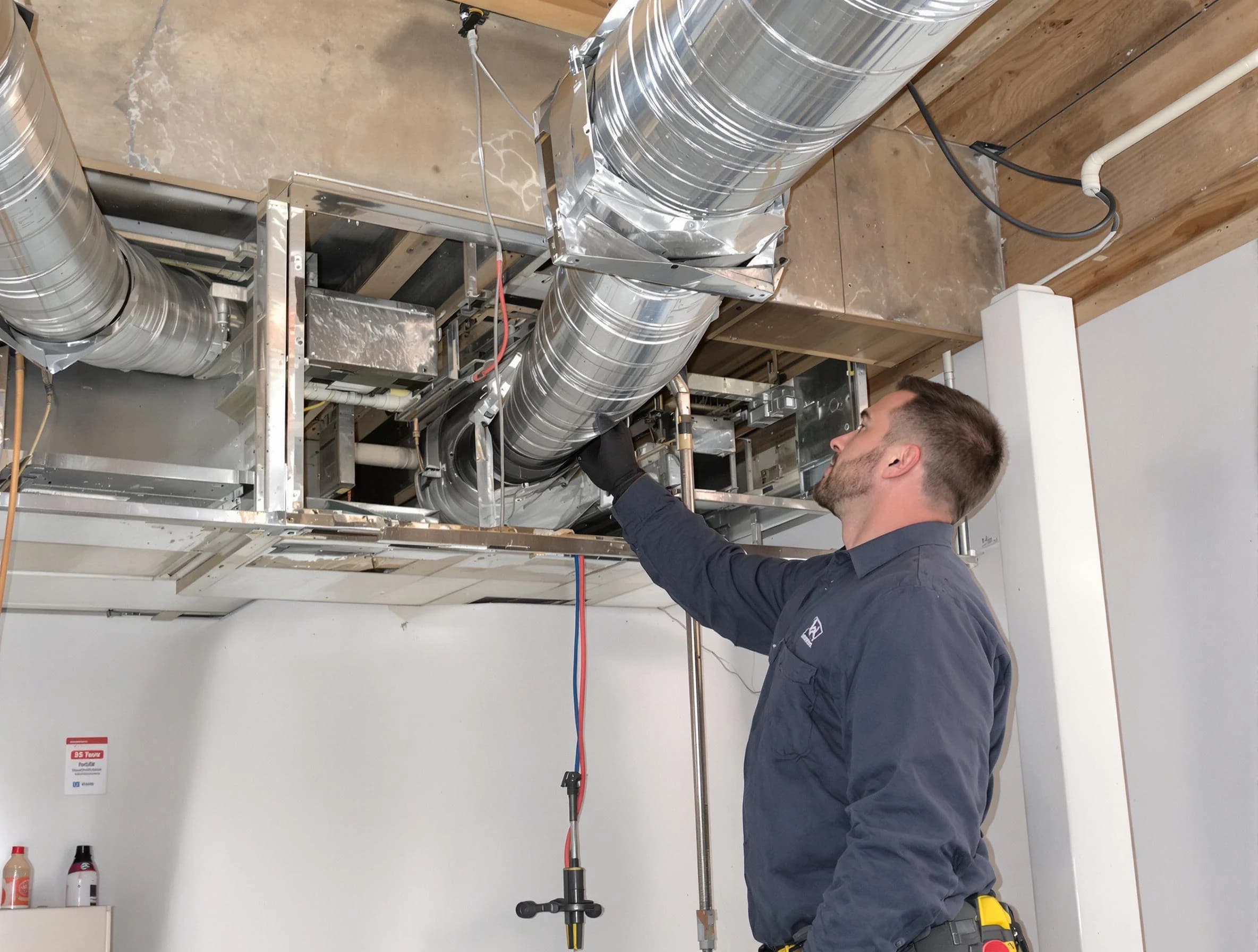 Montrose Air Duct Cleaning technician performing professional air duct repair using specialized tools in Montrose