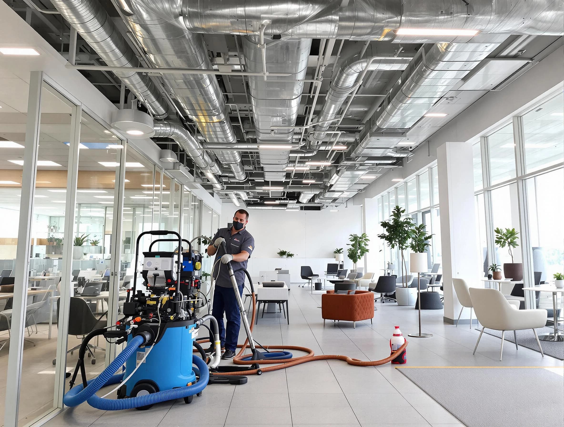 Montrose Air Duct Cleaning team conducting comprehensive commercial duct cleaning at a business location in Montrose