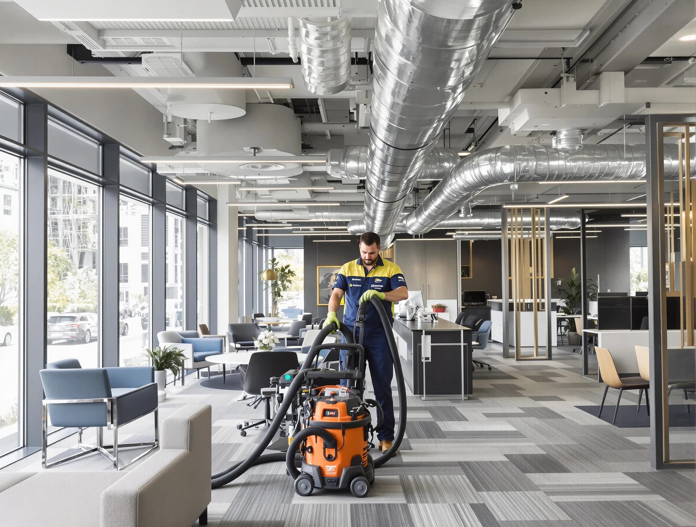 Montrose Air Duct Cleaning team performing thorough commercial duct cleaning at a Montrose business center