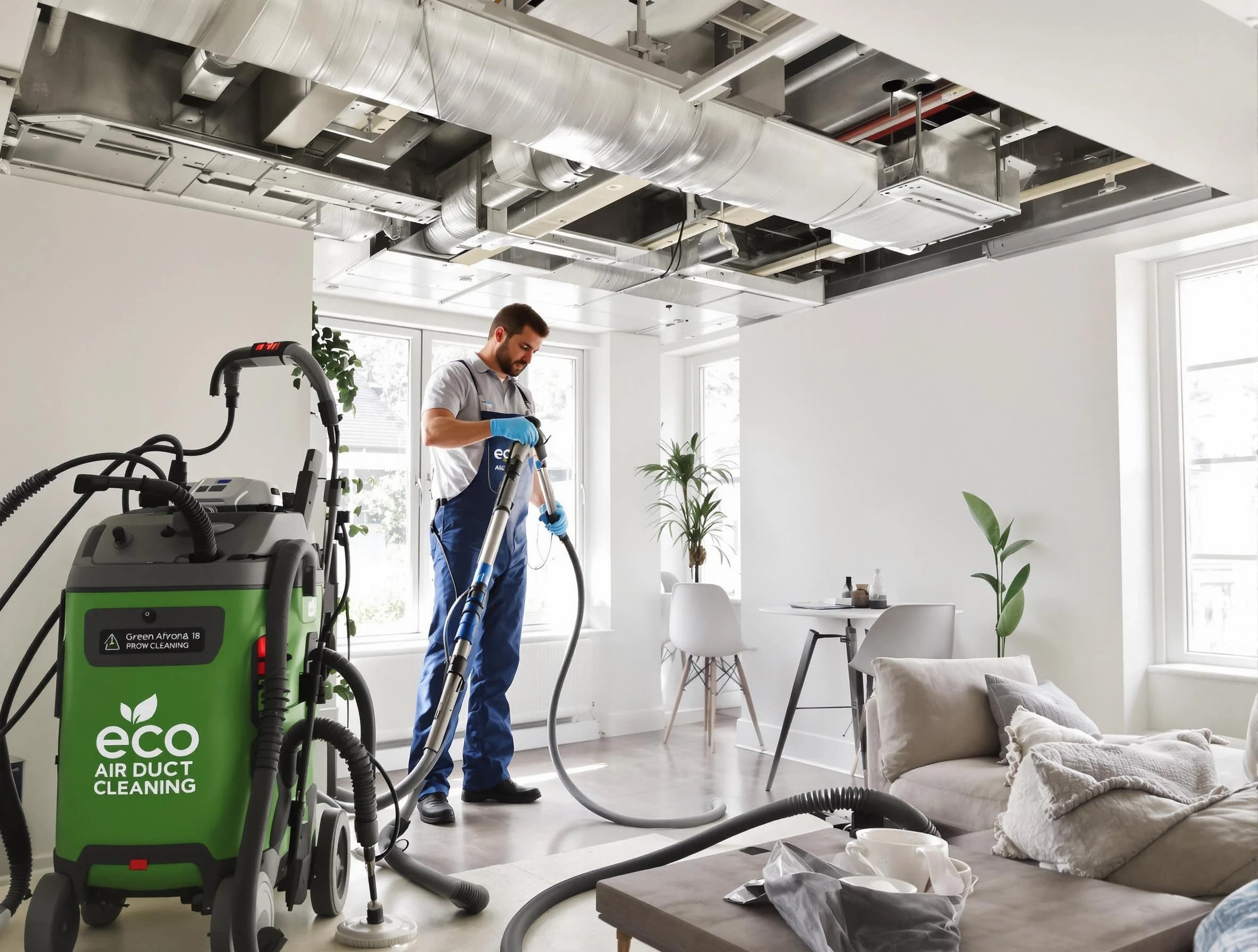 Montrose Air Duct Cleaning technician performing eco-friendly duct cleaning using sustainable methods in Montrose