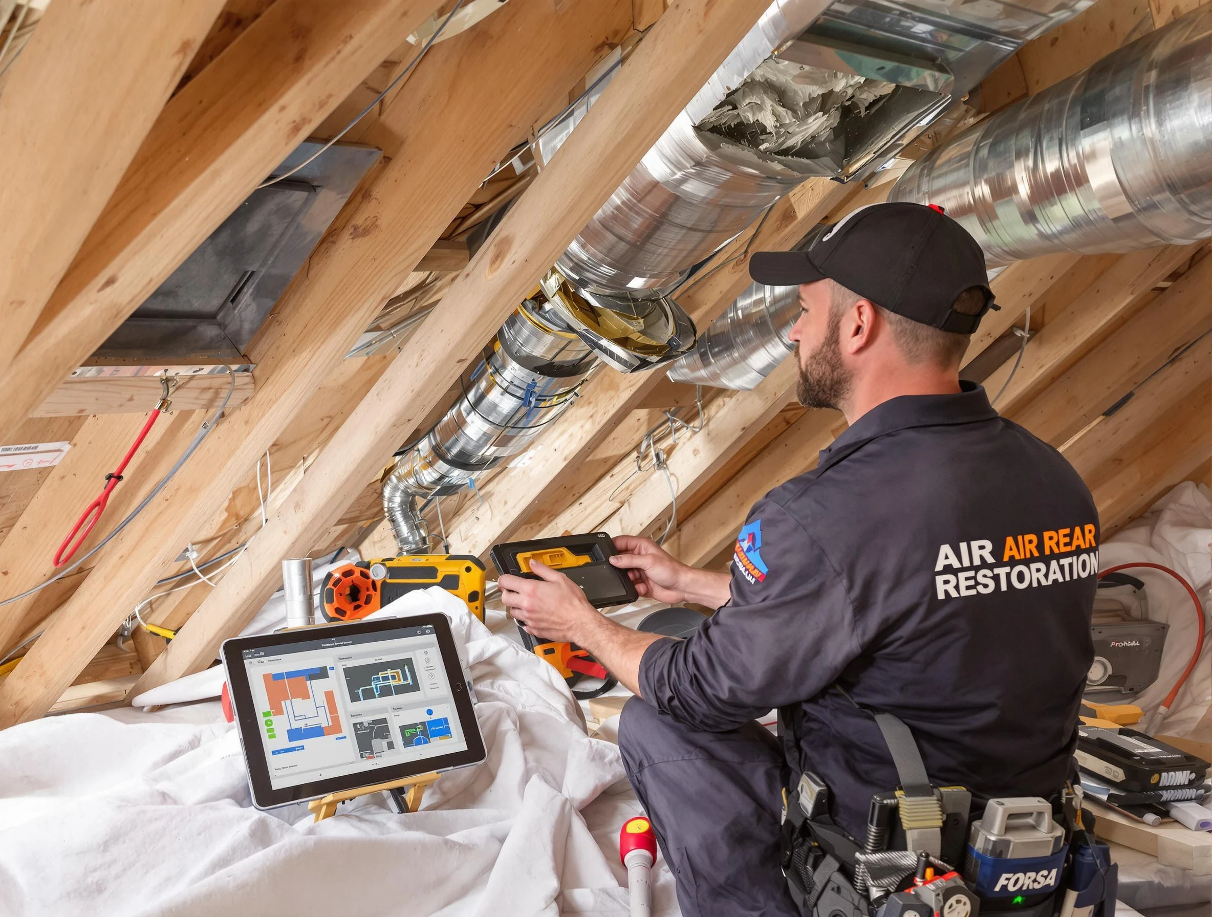 Montrose Air Duct Cleaning technician performing precise duct repair work in Montrose