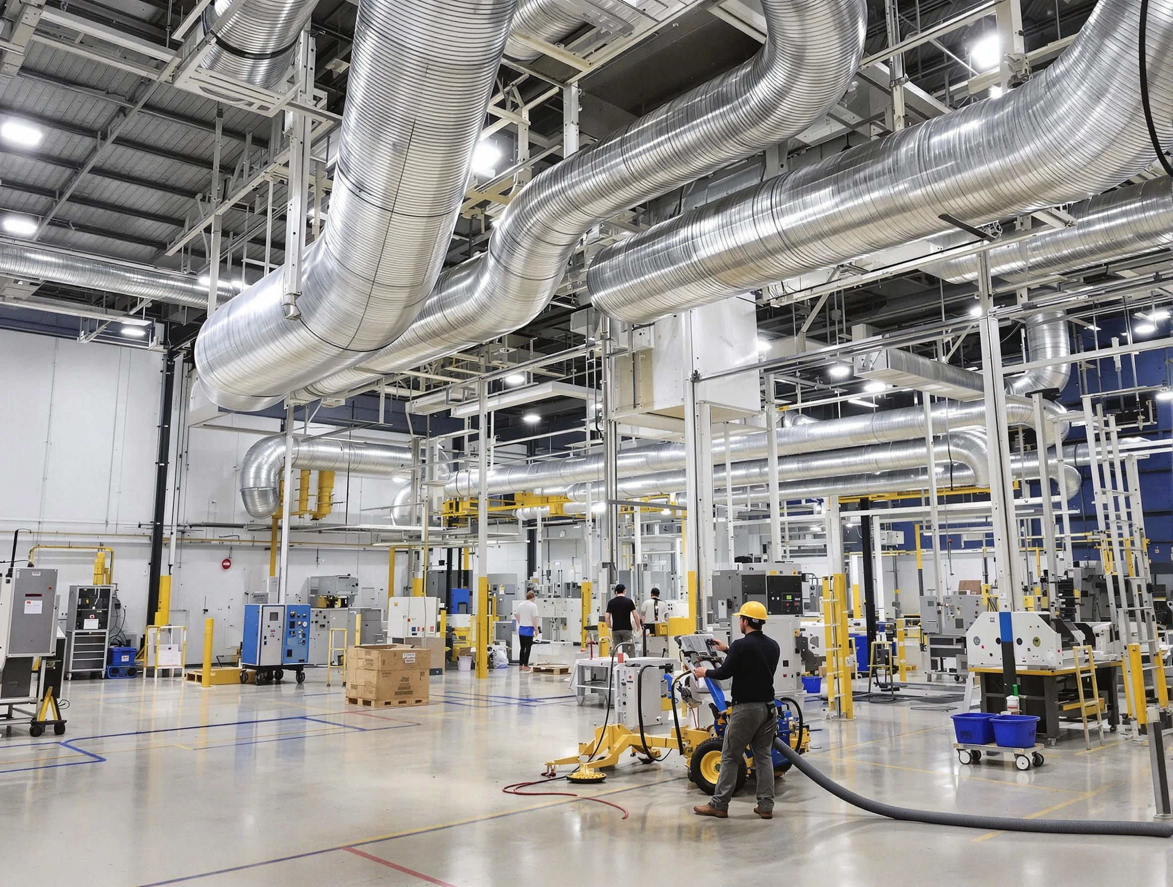 Montrose Air Duct Cleaning team performing comprehensive industrial duct cleaning at a large facility in Montrose